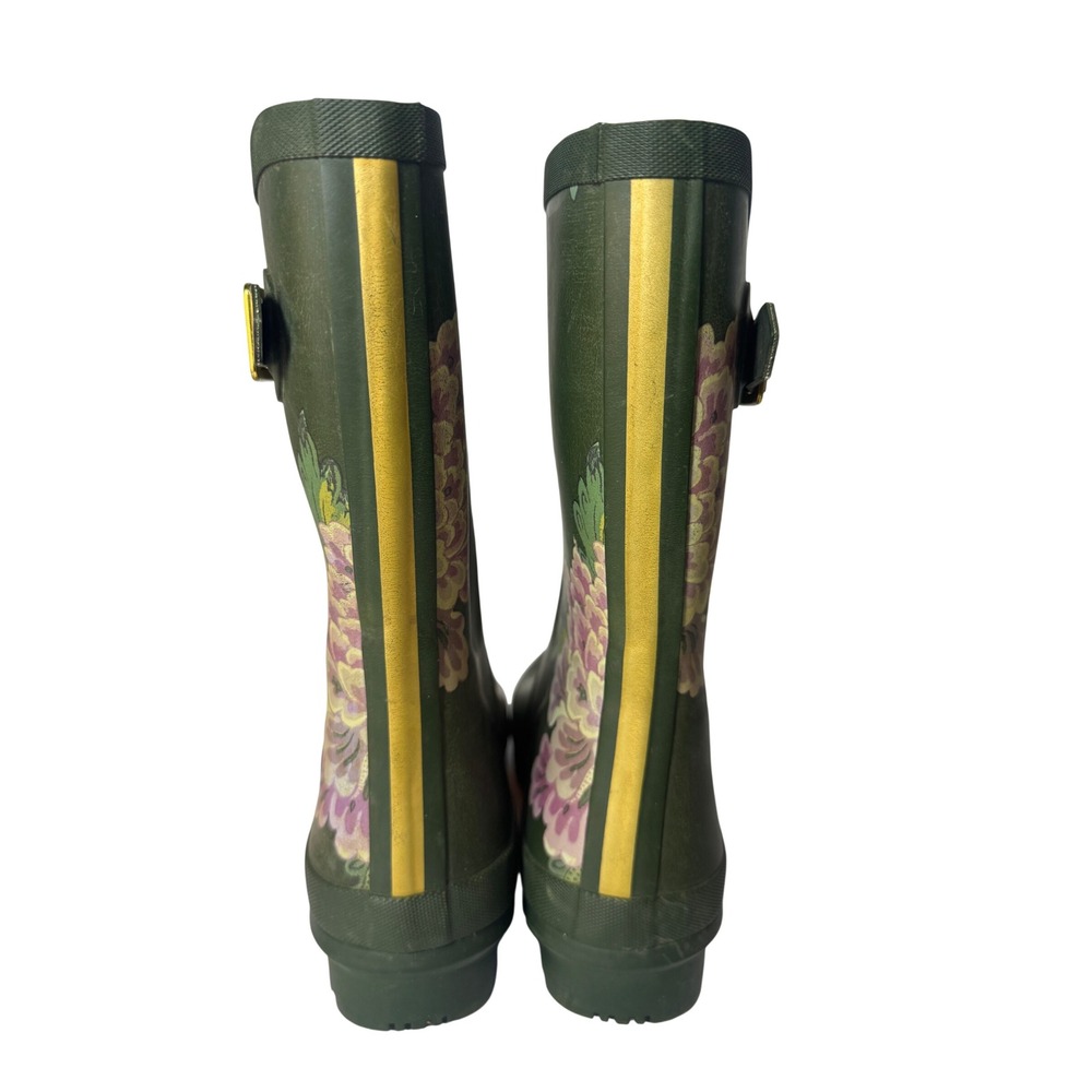 Joules Molly Welly Green Floral Rain Boots Mid Height Waterproof Womens US 9 - Picture 5 of 7